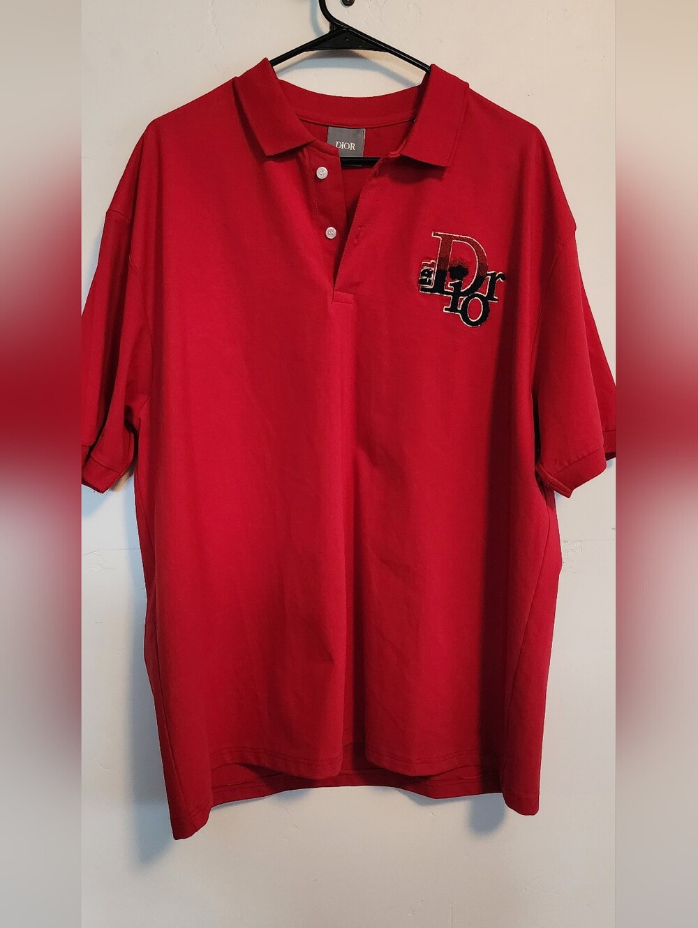 Dior Red Men’s Polo with Embroidered 'Dior' Chest Logo